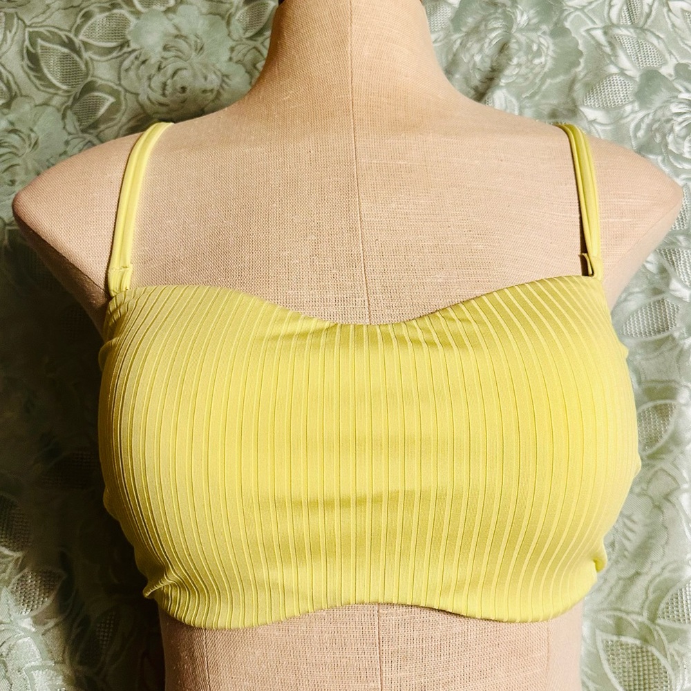 La Vie En Rose Yellow Ribbed bikini top D Cup